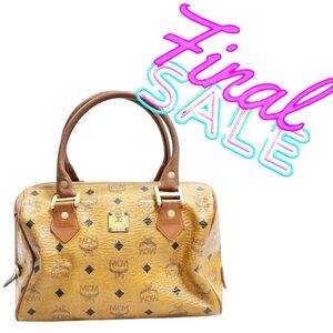 MCM Visetos Coated Canvas Boston Hand Bag